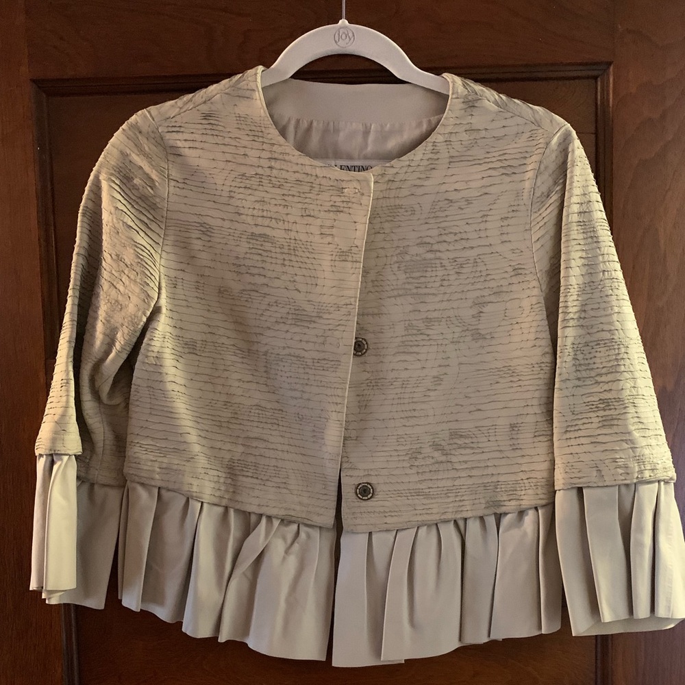 Valentino Roma textured, peplum Leather Jacket